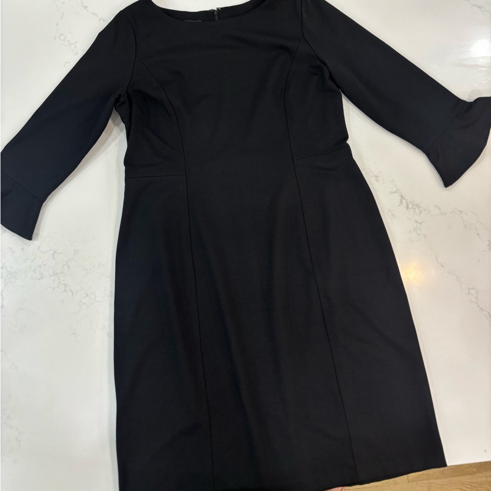 Talbots Black Ruffled Tie Front Sheath Dress